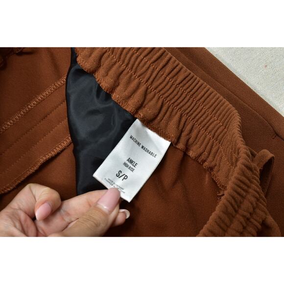 EXPRESS Regular Size S Brown Ankle High Rise Joggers Pants Drawstring Polyester - Picture 6 of 8